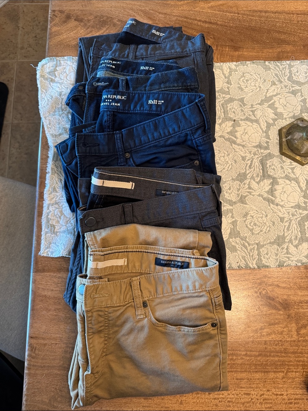 Banana Republic Men's Pants Bundle - Navy, Charcoal, Khaki, Black, Denim